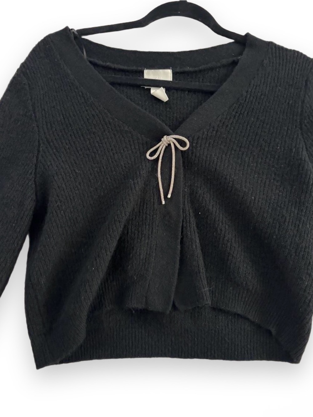 H&M Black V-Neck Tie-Front Women's Sweater